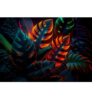 Fototapet vlies: Nature leaves art neon -152,5x104 cm