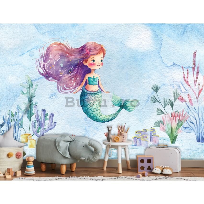 Fototapet vlies: For kids mermaid watercolour -152,5x104 cm