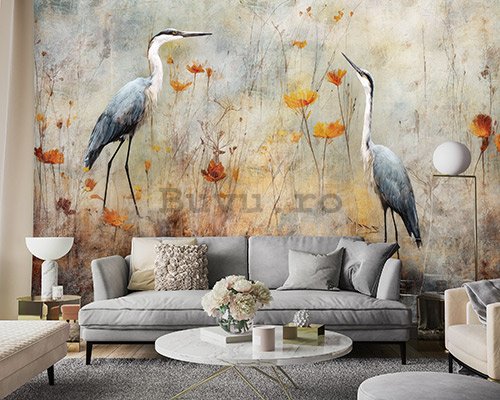 Fototapet vlies: Art Abstract Birds Herons -152,5x104 cm