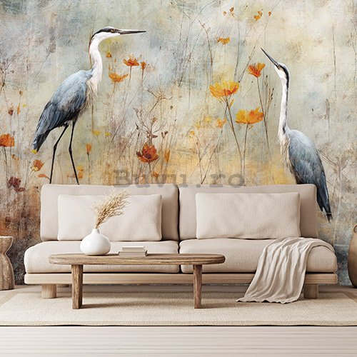 Fototapet vlies: Art Abstract Birds Herons -152,5x104 cm