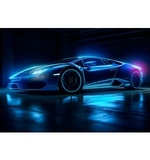 Fototapet vlies: Car Lamborghini luxurious neon - 104x70,5 cm