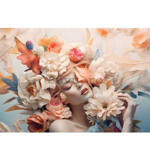 Fototapet vlies: Woman flowers pastel elegance - 104x70,5 cm