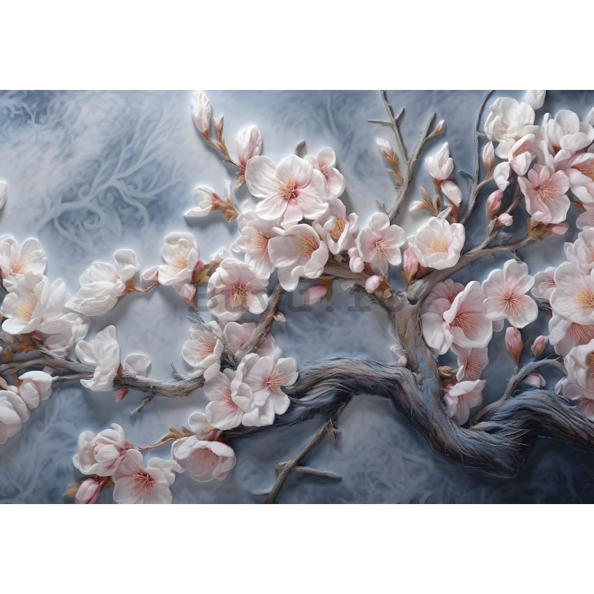 Fototapet vlies: Art Nature Painted Branches Flowers - 104x70,5 cm