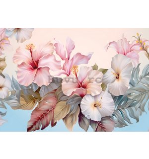 Fototapet vlies: Nature flowers hibiscus painting - 208x146 cm