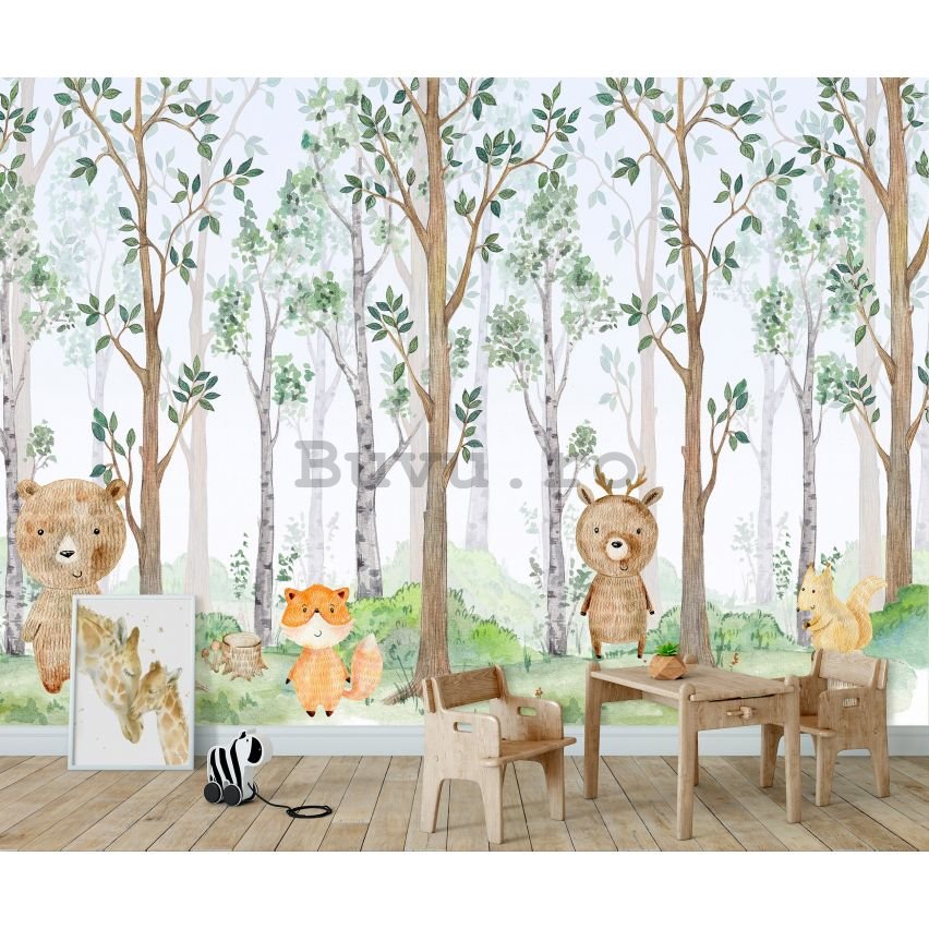 Fototapet vlies: For kids forest animals - 208x146 cm