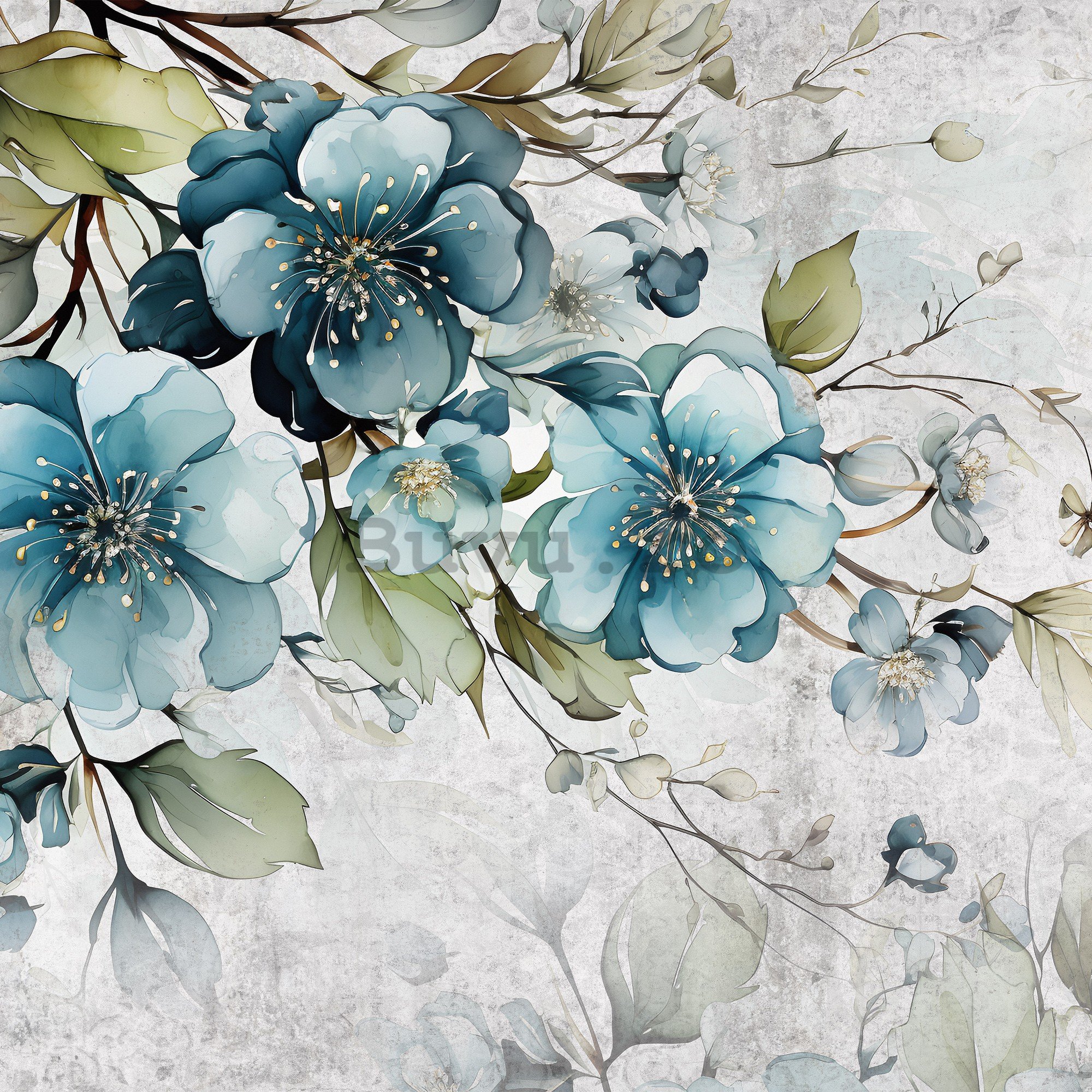 Fototapet vlies: Turquoise Flowers - 312x219cm