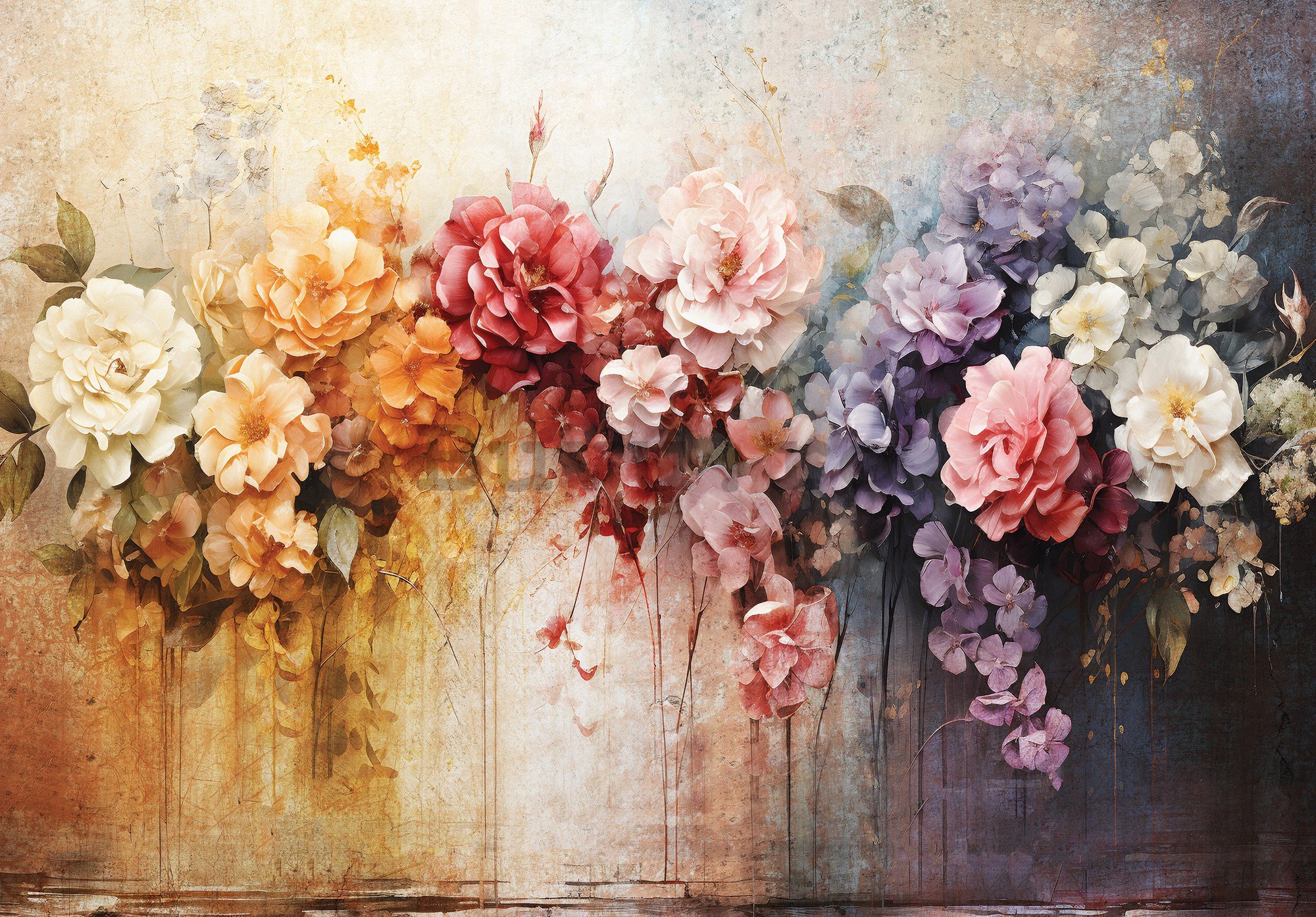 Fototapet vlies: Flowers Colorful Composition - 312x219cm