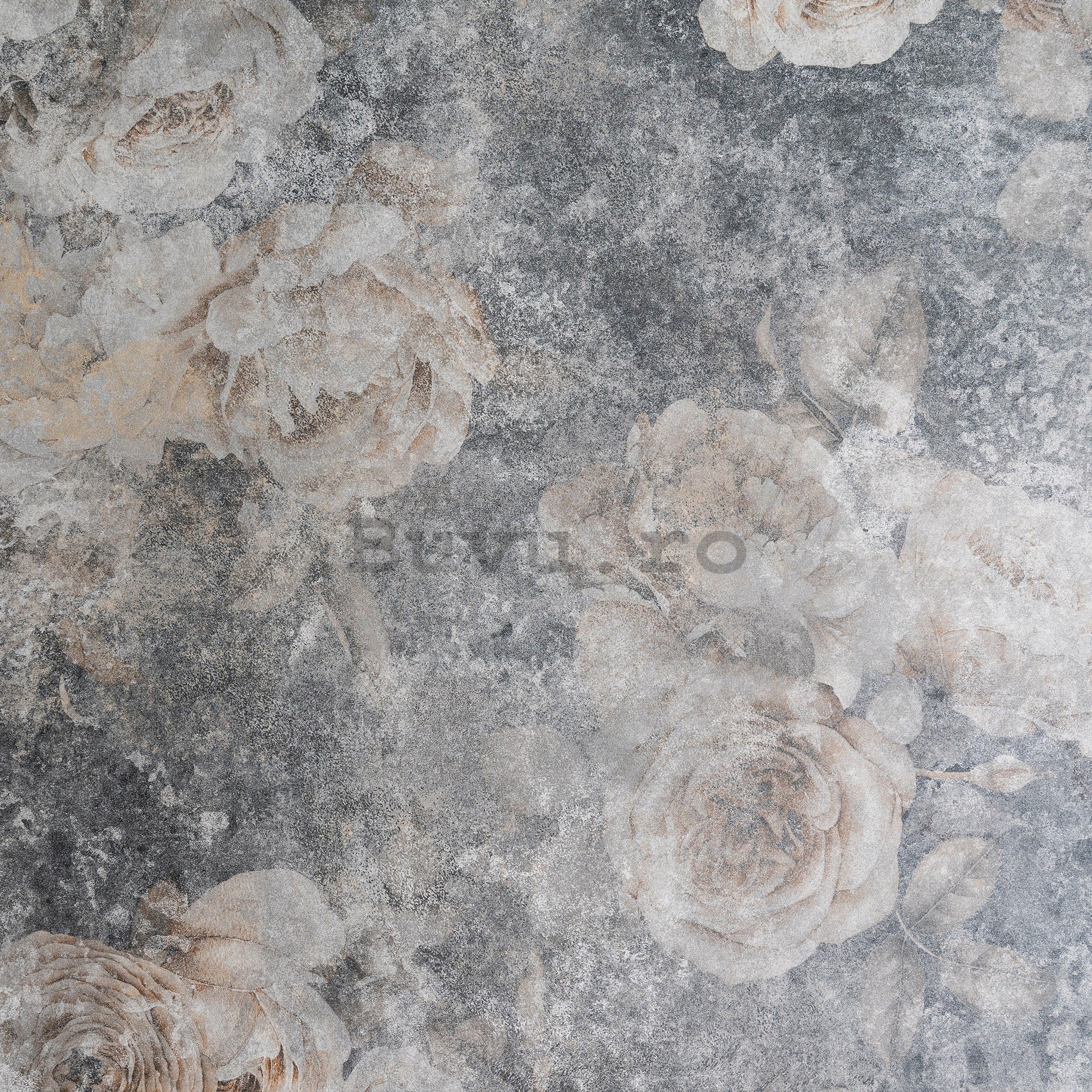 Fototapet vlies: Imitation structure flowers concrete - 416x254 cm