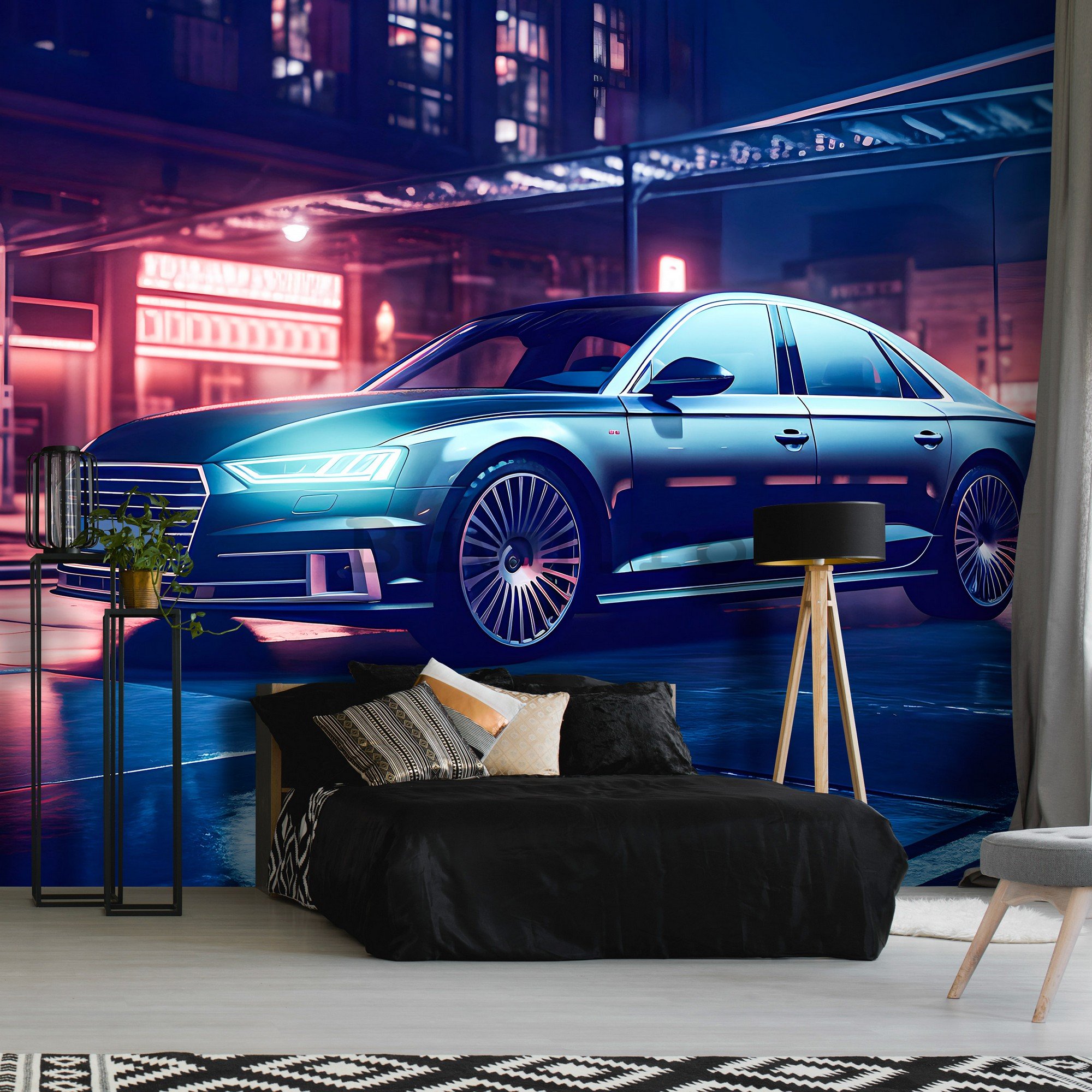 Fototapet vlies: Car Audi city neon - 416x254 cm