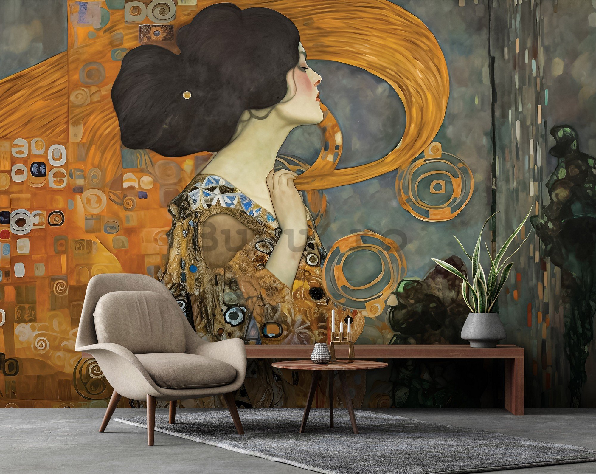Fototapet vlies: Imitation painting woman Klimt - 416x254 cm