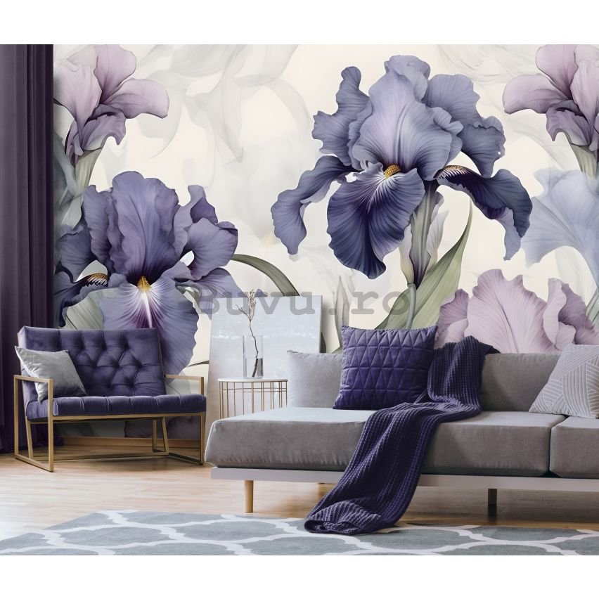 Fototapet vlies: Nature Flowers Modern Romantic Iris - 416x254 cm