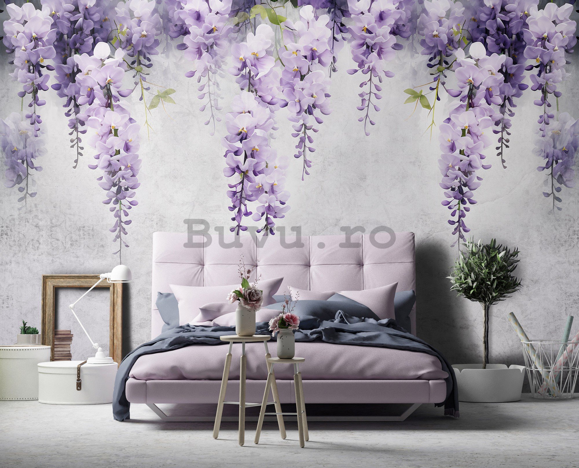 Fototapet vlies: Flowers Violet Wisteria Romantic (1) - 416x254 cm