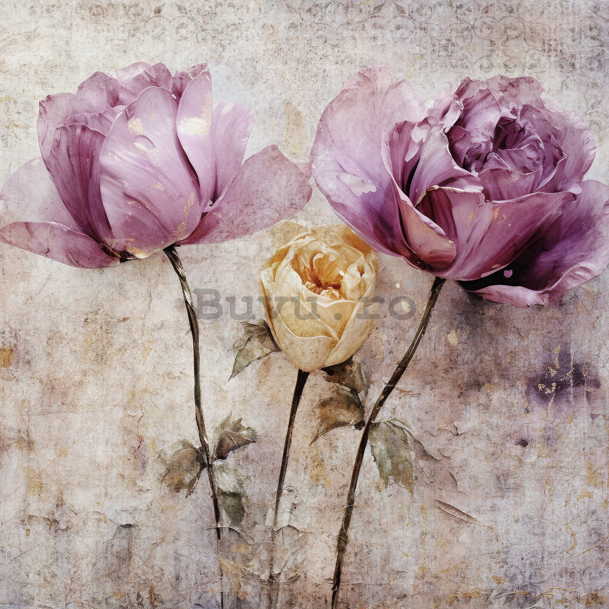 Fototapet vlies: Flowers Roses Structure - 416x254 cm