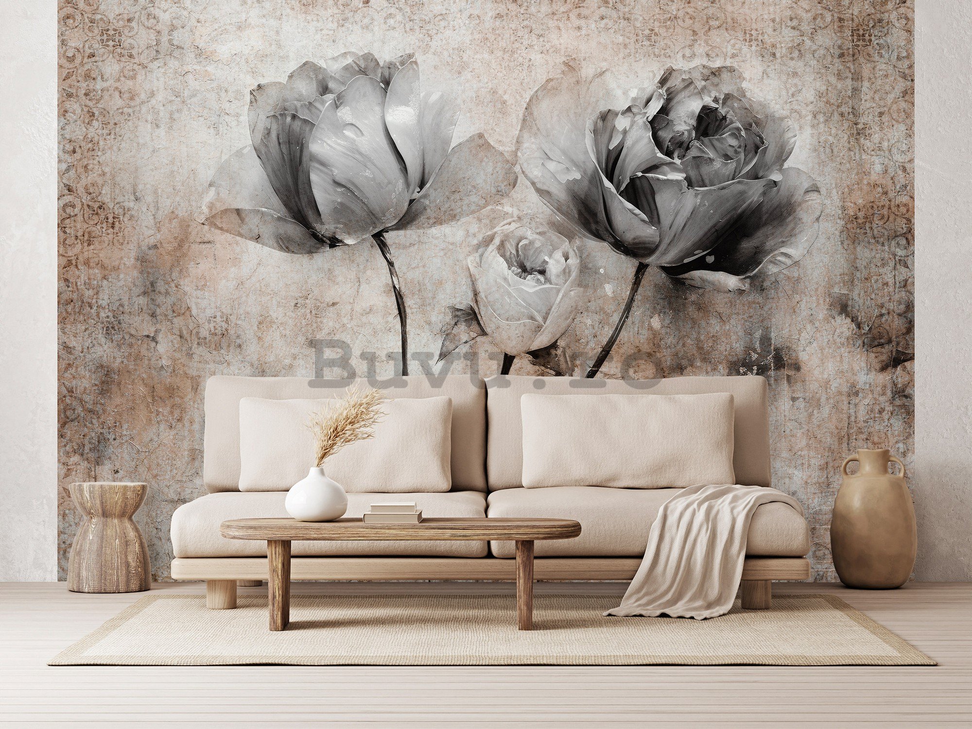Fototapet vlies: Flowers Roses Structure (1) - 416x254 cm