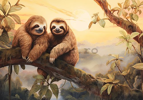 Fototapet vlies: Sloths Wild Animals - 416x254 cm
