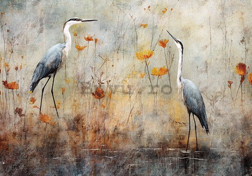 Fototapet vlies: Art Abstract Birds Herons - 416x254 cm