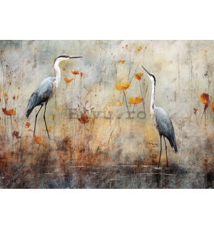 Fototapet vlies: Art Abstract Birds Herons - 416x254 cm