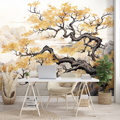Fototapet vlies: Art Japanese Tree - 416x254 cm